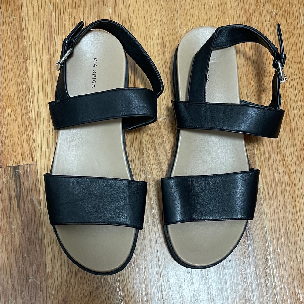 Via Spiga Black Leather Sandals